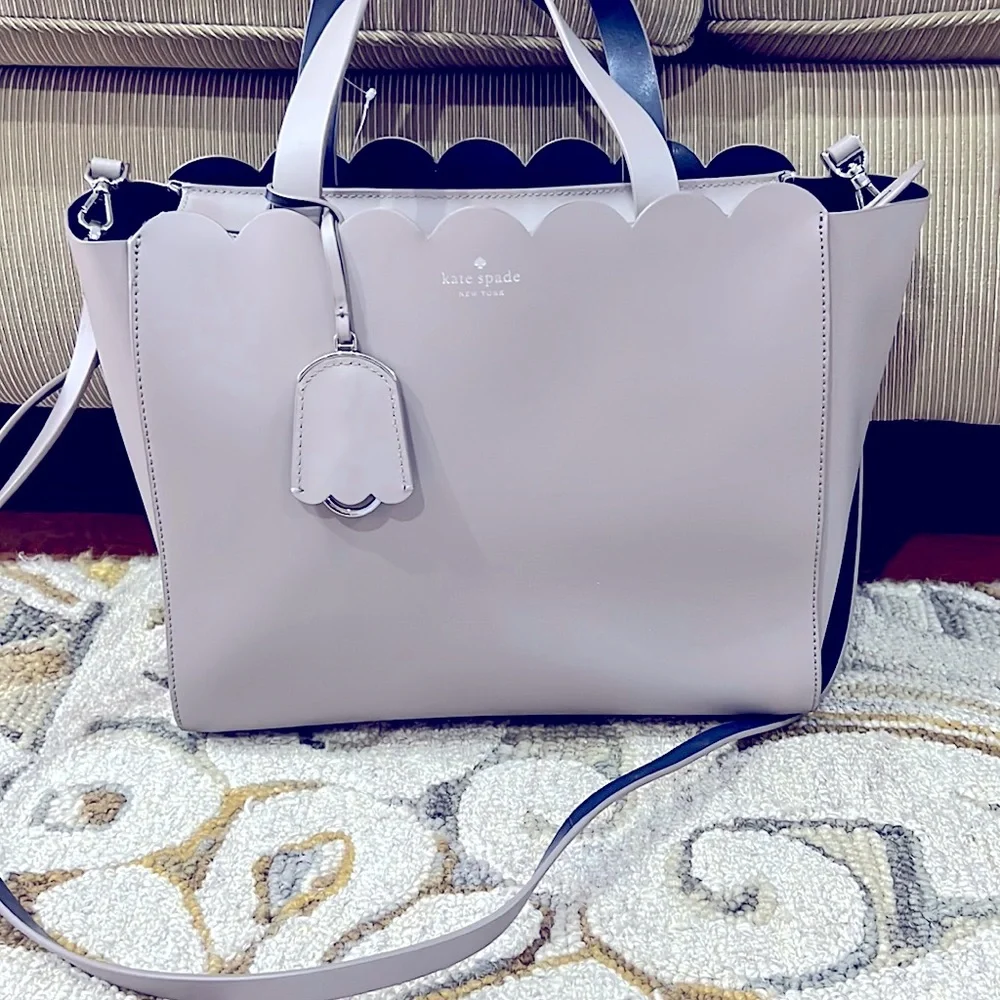 ♠️ Kate spade NWT $379 magnolia street small Mina gray blue leather satchel bag